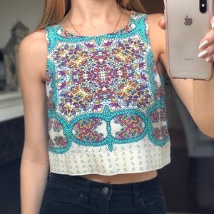 Anthropologie Linen Crop Top